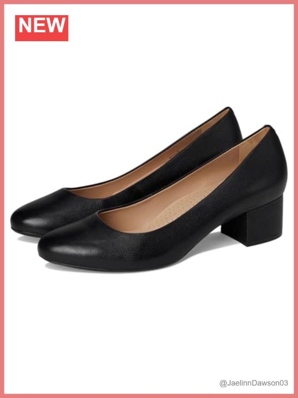 Women's Leather Block Heel Square Toe Pumps Slip On Comfort Shoes